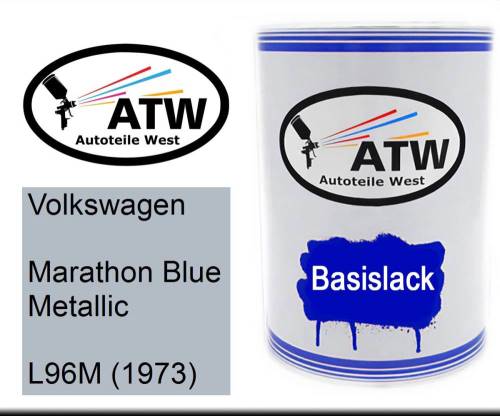 Volkswagen, Marathon Blue Metallic, L96M (1973): 500ml Lackdose, von ATW Autoteile West.